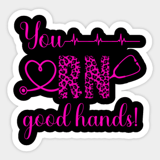 You RN Good Hands! Leopard Print Sticker